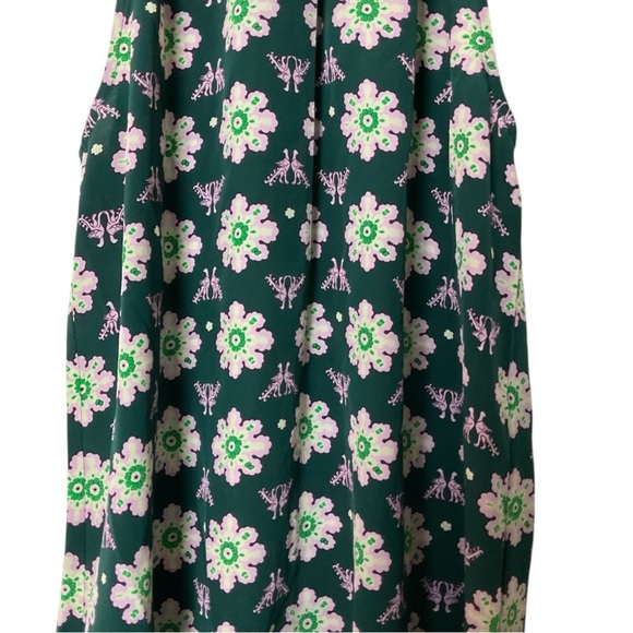 A.L.C. Tank Top Green Purple Peacock Birds Silk Halter Neck Blouse 4 1653 - Picture 4 of 7